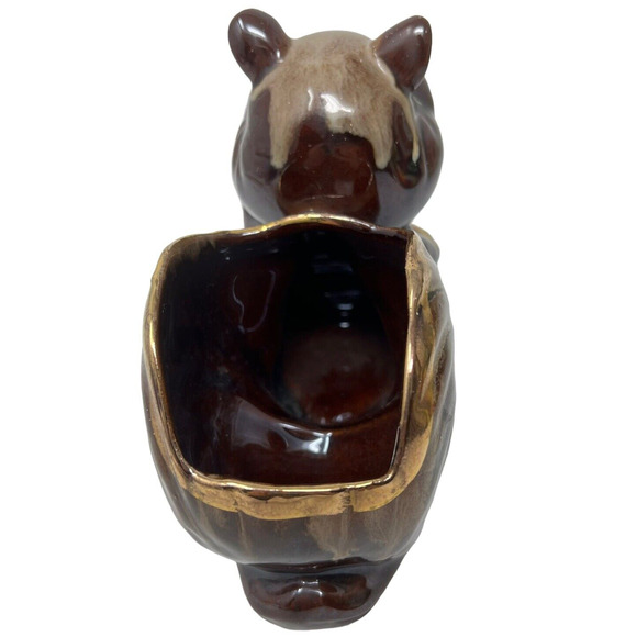 Squirrel Chipmunk Crazy Buck Tooth Brown Ceramic Nut Trinket Dish Vintage Japan - Picture 2 of 10